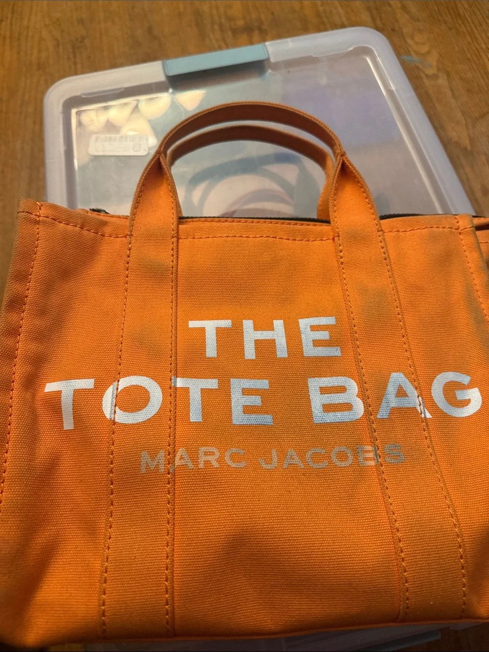 Marc Jacobs Orange / tangerine Canvas 'The Tote Bag' medium size used